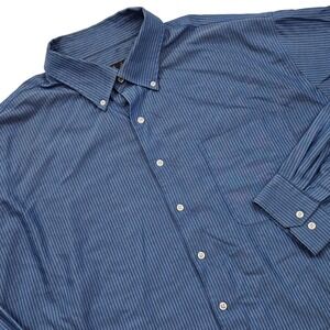 Oak Hill Button Down Mens 20 38/39T Blue Striped Supima Cotton Non-Iron Business